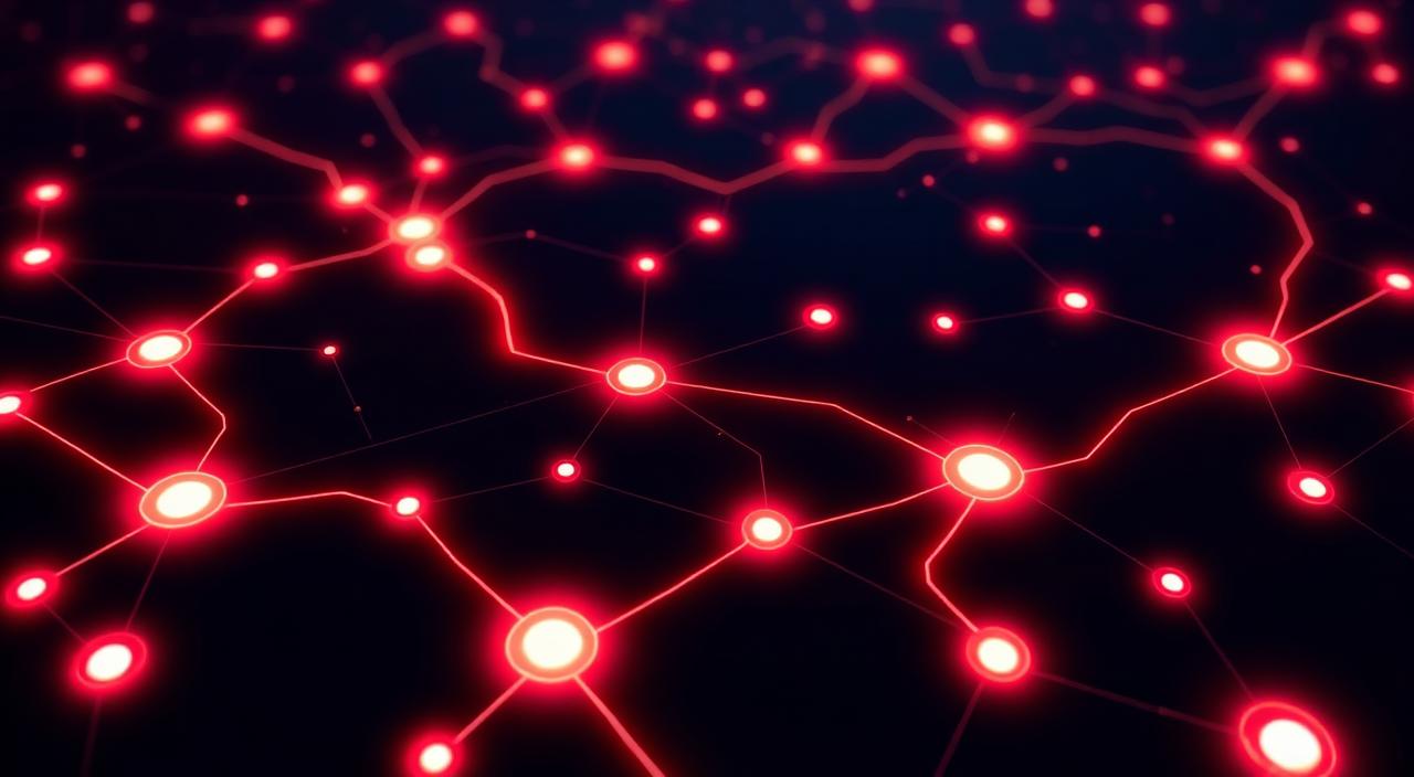 Glowing coral pathways forming an AI answer journey map