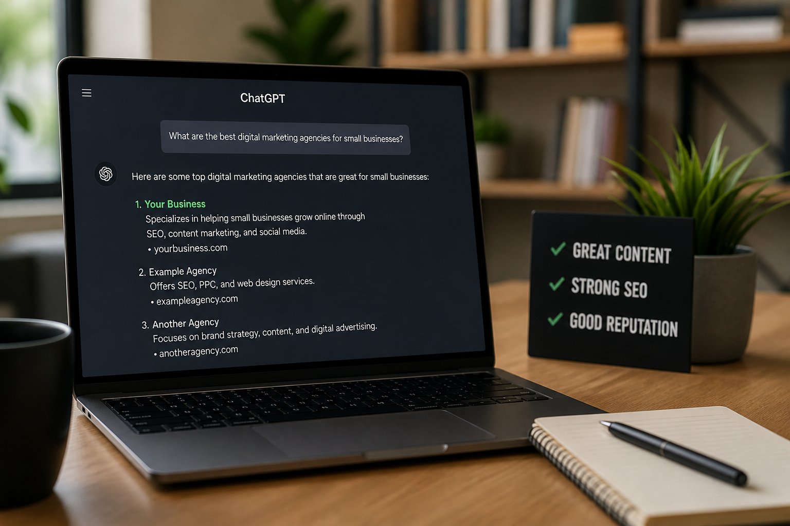 AI chat interface recommending businesses